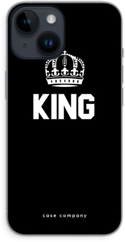 Case Company® - Hoesje geschikt voor iPhone 14 hoesje - King zwart - Soft Cover Telefoonhoesje - Bescherming aan alle Kanten en Schermrand