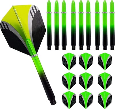 Dart Accessoires Set - Flights en Schachten - Darts Spelen - Extra Sterk 100 Micron - 8 Sets - Groen