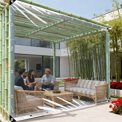 Transparant windscherm - Tuinscherm - Terras beschermen - Zware windbescherming - 190 x 270 cm - Doorzichtig