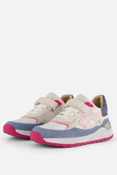 Sneakers | Meisjes | Jeans Blue Fuchsia | Leer | Shoesme | Maat 32