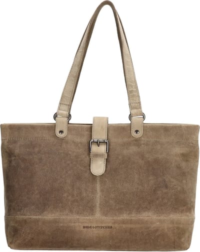 Hide & Stitches Idaho Shopper - 100% Leer - Donkerzand