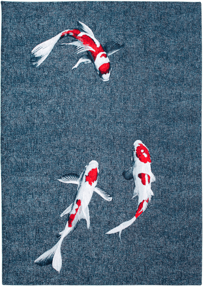 Wasbaar Binnen & Buiten Vloerkleed - 100 x 140 cm - Louis De Poortere Koi Japanese Pond - Laagpolig Tapijt - Gerecycled PET - Made in Belgium - Circulair