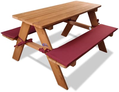 Coemo Kinderzitgroep tuin hout met zitkussens - Roodbruin - 89x79x50 cm