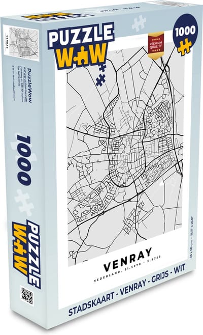 Puzzel Stadskaart - Venray - Grijs - Wit - Legpuzzel - Puzzel 1000 stukjes volwassenen - Plattegrond