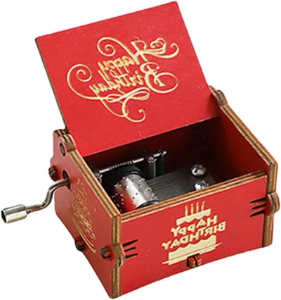 Houten Muziekdoos - Muziekdoosje Hout - Decoratie en Cadeau - Handslinger Mechanisme - 6.5 x 5 x 4.2 cm - Rood