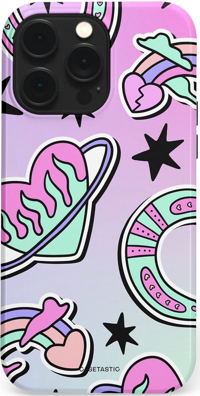 Casetastic Hoesje Geschikt voor Apple iPhone 14 Pro Max Magsafe - Stijlvolle Beschermende Duo-layer Case - Paarse Droomwereld