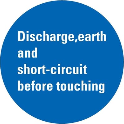 Discharge, earth and short-circuit sticker 300 mm