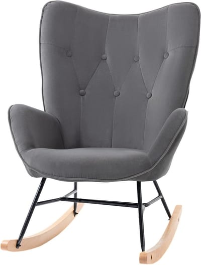 Schommelstoel - Lounge stoel - Ontspannen Zitten - Ergonomische Rugleuning - 65 x 70 x 96 cm - Donkergrijs