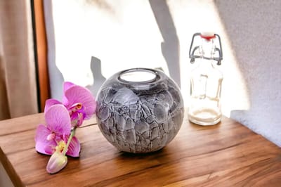 Urn Waxinelichthouder Grijs - Glazen Urn - Luxe Urn - Urn met Theelicht - Urnen - Kleine Urn