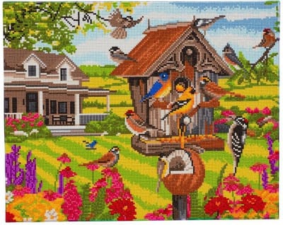 Diamond painting 40 x 50 cm crystal art full ronde steentjes - Garden Birds