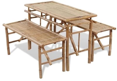 Turold - Picknicktafel - Biertafel - Houten Tuinbank - Houten Biertafel - Bamboe Picknicktafelset/Biertafel, Hout/Bamboe 100cm