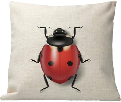 Kussen - Design - Insect - Lieveheersbeestje - Linnen - Kleurvast - inclusief vulling