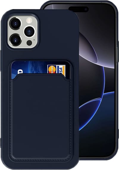 Geschikt voor Apple iPhone 16 Pro Pasjes houder Hoesje Case - Portemonnee Hoesje Cover - Blauw
