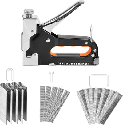 Discountershop Handtacker Set - Nietpistool 1000 nietjes - 1 Set met 3 Soorten Nietjes - Metaal nietpistool - Instelbare schietkracht