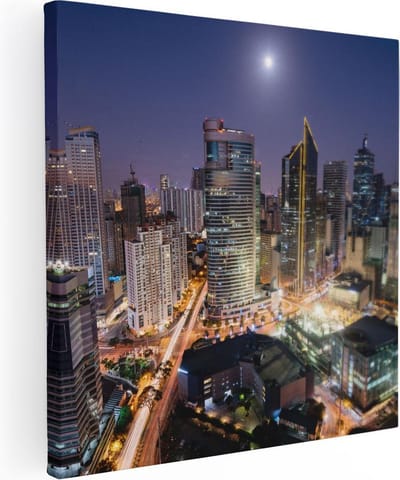 Artaza Canvas Schilderij Stad - 30x30 cm - Klein - Wanddecoratie Skyline - Muurdecoratie Wolkenkrabbers - Kamer Accessoires