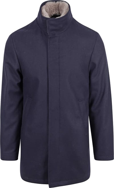 Suitable Hirsch Coat Wol Blend Donkerblauw (navy) - Maat 50 - Heren - Mantels & coats