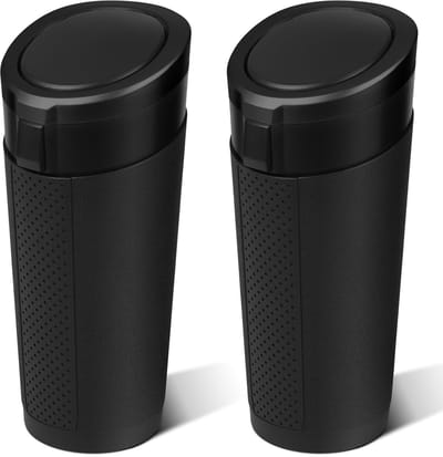 Auto-afvalbak met deksel – 2 stuks mini auto-afvalbakken voor bekerhouder – Zwart, kleine lekvrije voertuig-afvalbak – Auto-organizers en opbergers voor achterbank, SUV en vrachtwagenaccessoires