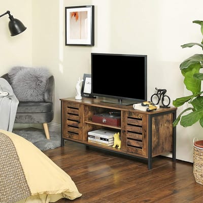MIRA Home Tv Meubel - Tv-kast - Tv Lowboard - Tv-tafel - Tv Meubels - Vintage - Bruin - Metaal - 110 x 40 x 50