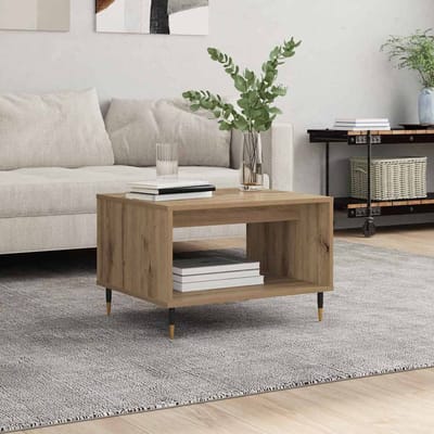 vidaXL - Salontafel - artisanaal - eikenkleurig - 60 - x - 50 - x - 40 - cm - Bewerkt - hout