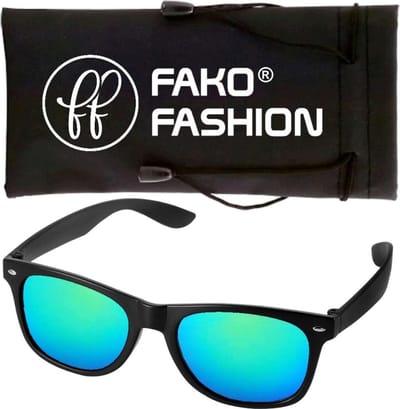 Fako Fashion - Mat Zwarte Zonnebril Met Blauw/Groene Spiegelglazen - Heren Zonnebril - Dames Zonnebril - UV400 - Mat Zwart - Spiegel Blauw/Groen
