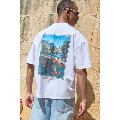 Wit Oversized T-shirt Met Monte Carlo Fotografische Print | White | Size XS
