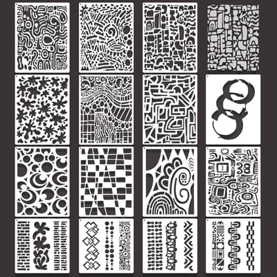 Dailygoods- Sjablonen 15 stuks - Abstracte Textuursjablonen - Kunststof - Herbruikbaar - Voor Schilderen - Voor DIY Projecten