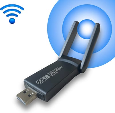 SHARK USB Wifi Adapter AC1300 Dual Band | Wifi USB Stick PC Ontvangen | 2.4 & 5 GHz Dual Band | 5G USB Dongle Wifi PC Stick | Draadloos IEEE 802.11 a/b/g/n/ac | DSSS Spectrum | LED Status Light | 802.11ac | 1300 Mpbs | AC1300 Dual Band USB Adapter