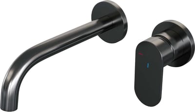 Brauer Gunmetal Edition inbouw wastafelmengkraan met gebogen uitloop en rozetten model C1 gunmetal geborsteld PVD