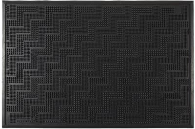 Home deco factory Deurmat - anti slip - rubber - zwart - 40 x 60 cm - schoonloopmat - met reliëf