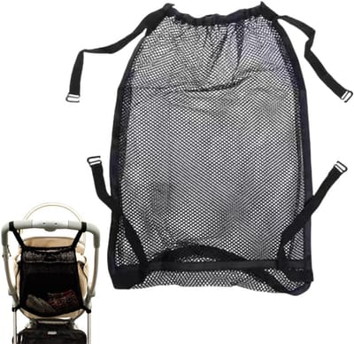 1 stuk universeel boodschappennet voor kinderwagens en buggy's - zwart