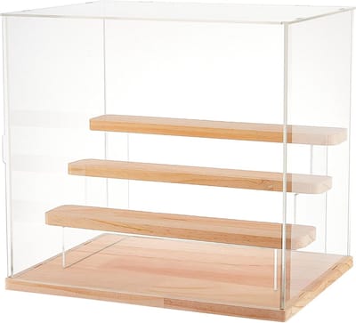 3-niveaus heldere acryl displaykast voor actiefiguren, verzamelobjecten en speelgoed - stofdichte opbergoplossing 32 x 26 x 29 cm