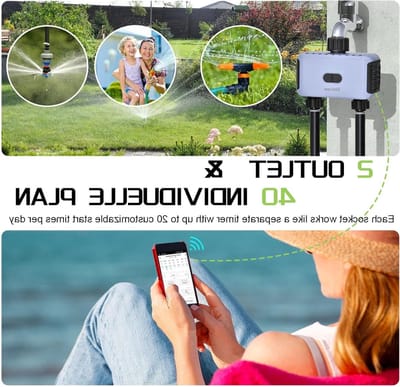 Automatische Tuinirrigatie met WiFi, 2 Uitgangen en App/Stemcontrole voor Tuinen en Kassen