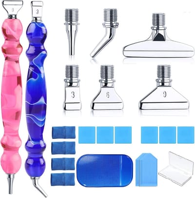 Diamantschilderen Accessoires Set - 22 Stuks, 6 Stijlen, Metalen Boorpen en Reservekoppen voor 5D Pens