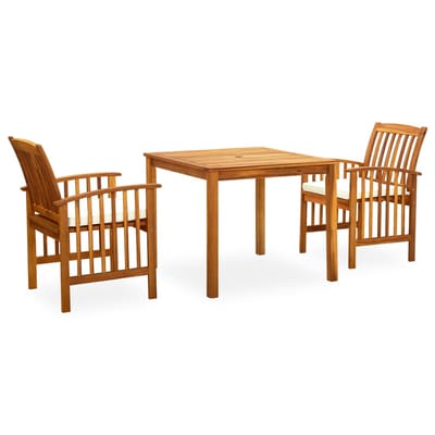vidaXL - 3-delige - Tuinset - met - kussens - massief - acaciahout