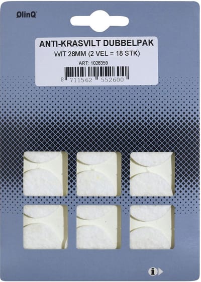 QlinQ Anti-krasvilt - 18x - wit - 28 mm - rond - zelfklevend - meubel beschermvilt