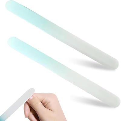 SnelShoppen - 2 stuks Babynagelvijlen van Blauw Glas - Veilig en Zacht voor Nagelverzorging - Ideaal voor Kinderen en Moeders - Afmetingen 9 cm x 1 cm