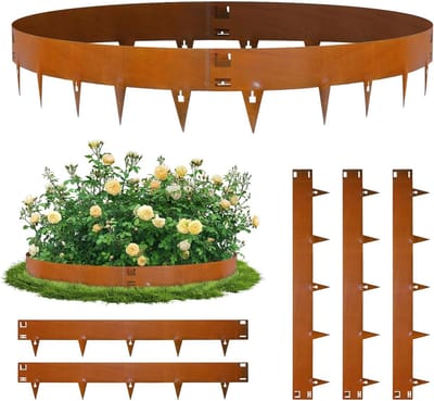 Flexibele Cortenstaal Gazonrand 5-Pack Metaal voor Bloembedden en Tuinpaden