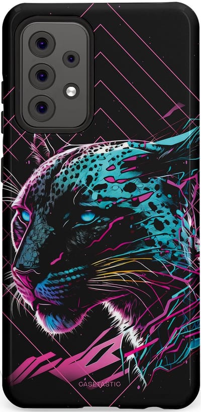 Casetastic hoesje geschikt voor Samsung Galaxy A52 (2021) 5G / Samsung Galaxy A52 (2021) 4G - Dubbellaagse bescherming - Neon Jager - Fashion Case - Zwart Petrol