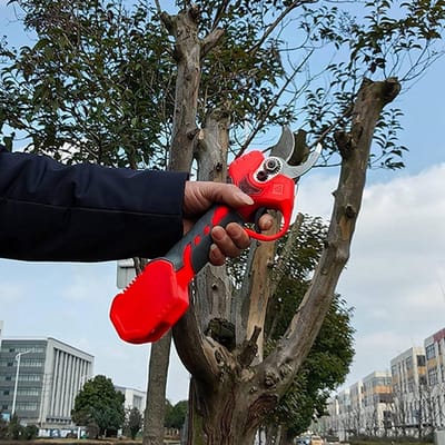 Elektrische takkenschaar oplaadbaar - 2000 mAh accu - snoeidiameter 40 mm - krachtige snoeischaar - tuinieren (rood)