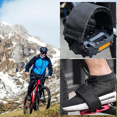 Thijox - Universele Fietspedaalbanden - Pedalriemen voor Hometrainer en Vaste Tandwielen - Nylon Fietsvoetblok - 1 Paar Zwart