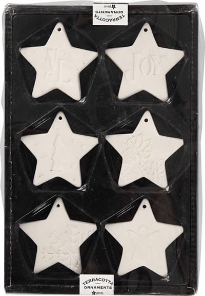 Ornamenten om te hangen, ster, afm 7x7 cm, wit, 6 stuk/ 1 doos