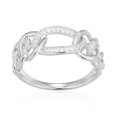 Cavill - Zilveren Ring 925 Sterling Zilver Gerhodineerd - 50 Zirkonen Pavé Zetting 0,236ct - Elegante Rond Slijpsel - Zirkonia Sieraden