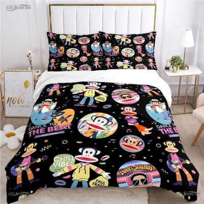 Schattige P-Paul F-Frank Cartoon Anime Dekbedovertrek Grappige Kawaii Beddengoed Set Zachte Dekbedhoes En Kussenslopen Enkel/Dubbel/Queen/King US Full(200*230cm)3pcs