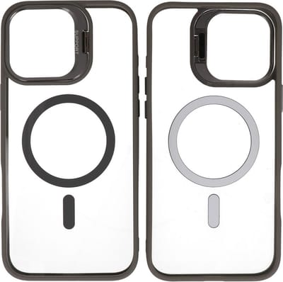 MagSafe Hoesje Geschikt voor iPhone 16 - Camera Beschermer Case met Staande Functie - Grijs