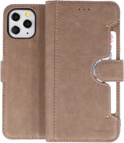 KAIYUE - Luxe Portemonnee Hoesje - Pasjeshouder Telefoonhoesje - Wallet Case - Geschikt voor iPhone 11 Pro Grijs