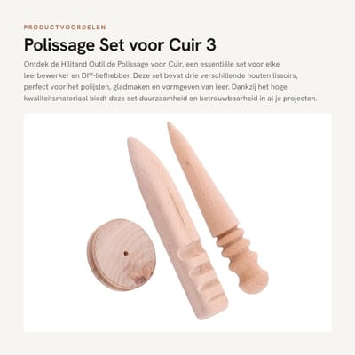 Dailygoods- Polijstgereedschap Houten - Set van 3 - Handgereedschap - Leerbewerking - Schuren - Polijsten - Duurzaam materiaal - Leerbewerkingsgereedschap