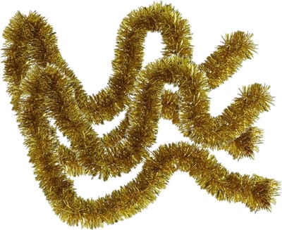 Gerimport Kerstslingers - 2x stuks - glitter goud - folie lametta - 180 x 7 cm - kerstboom versiering/guirlandes