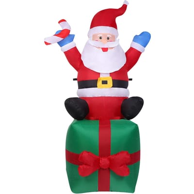 Décoration de noël gonflable géante éclairée, 6 pieds, cadeau de transport du père noël US Plug red
