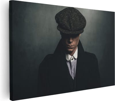 Artaza Canvas Schilderij Gangster - 30x20 cm - Klein - Wanddecoratie Peaky Blinders - Muurdecoratie Portret Man - Kamer Accessoires Mancave