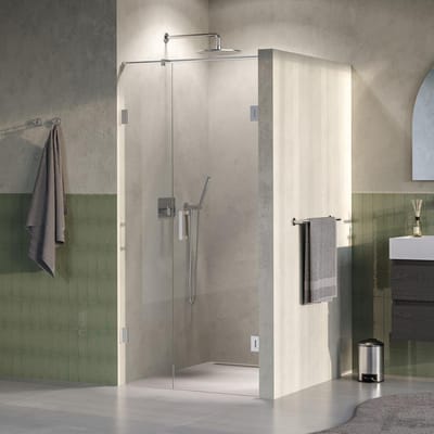 Brauer Void - Nisdeur - 2-Delig - Helder Glas - 100 x 200 cm - Omkeerbaar - met Draaideur 60 cm - Aan Muur - incl. Glascoating - PVD RVS-Kleurig
